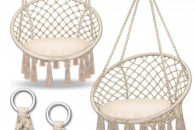 Fotel wiszący beżowy 200kg